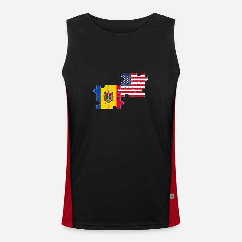 Moldavie États-Unis Drapeau Américain Moldave Débardeur respirant contrasté Homme 