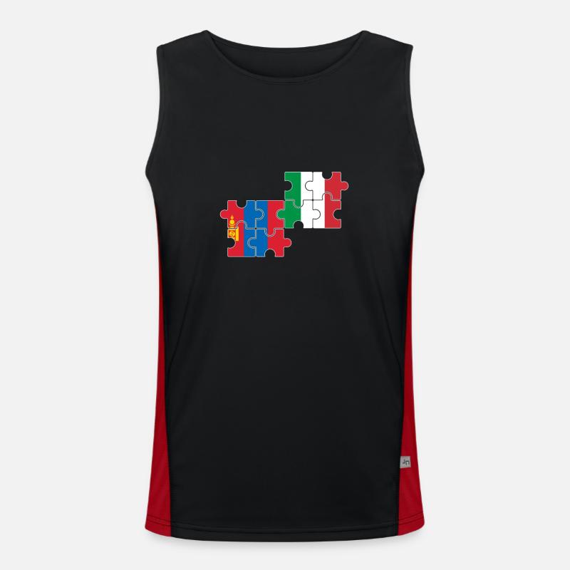 Mongolei Italien Flagge Italienisch Mongolisch Funktionelles Kontrast-Tank Top für Männer 