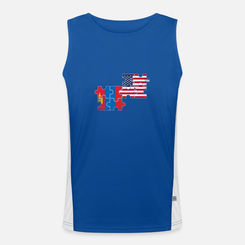 Mongolia USA Vintage Flag Mongolian Men's Functional Contrast Tank Top 