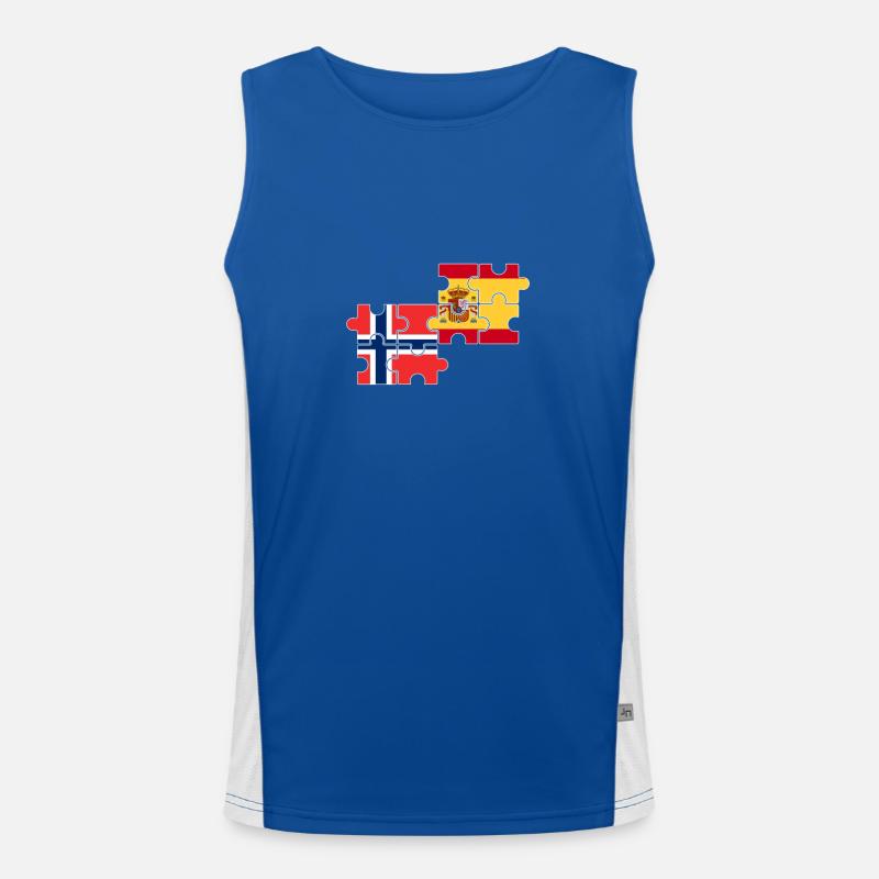 Norwegen Spanien Flagge Spanisch Norweger Funktionelles Kontrast-Tank Top für Männer 