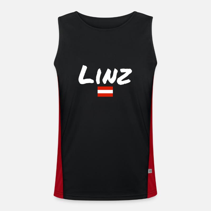 Linz, Austria, Flag, Austria, Austria - Men's Functional Contrast Tank Top  - black/red