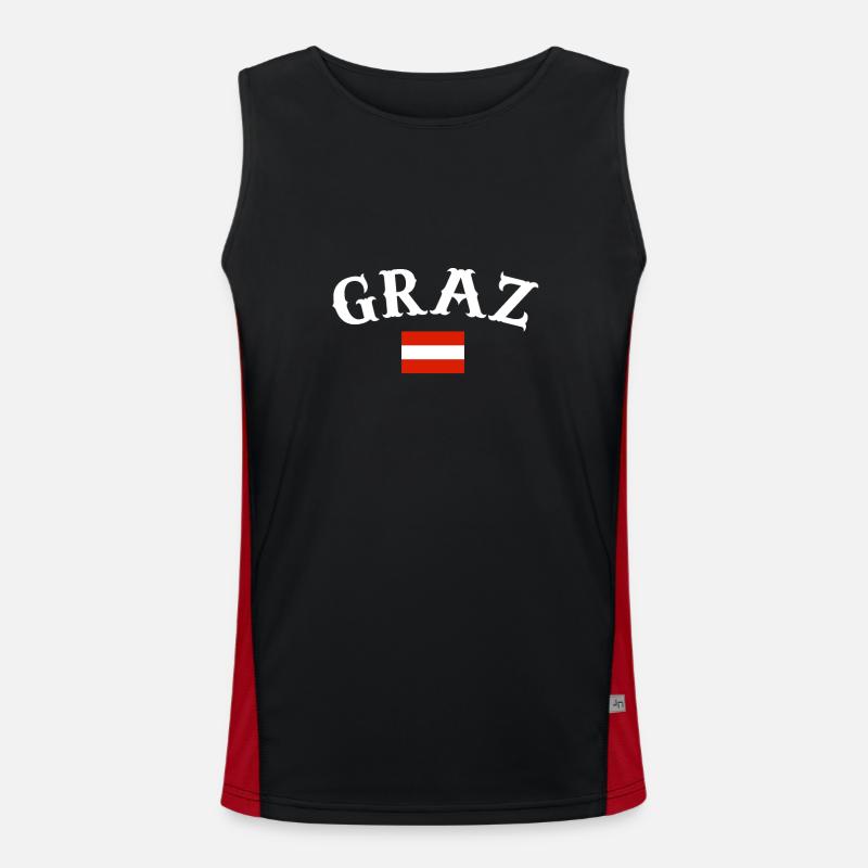 Graz, Austria, Flag, Austria, Austria - Men's Functional Contrast Tank Top  - black/red
