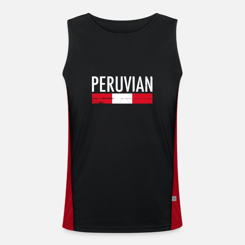 Peruvian Peru Vintage Peruanische Flagge Peruaner Funktionelles Kontrast-Tank Top für Männer 