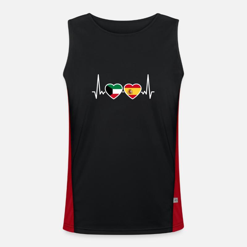 Koweït, Espagne, Heartbeat, Drapeau, Espagnol, Koweïtien Débardeur respirant contrasté Homme 
