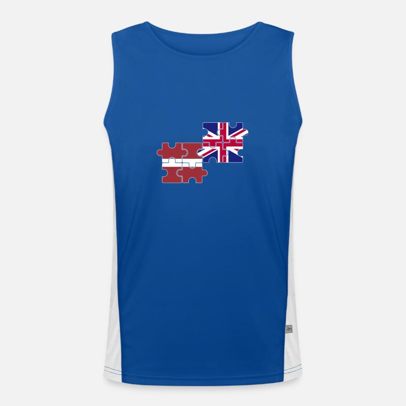 Lettland UK Flagge Britisch Lettisch Funktionelles Kontrast-Tank Top für Männer 