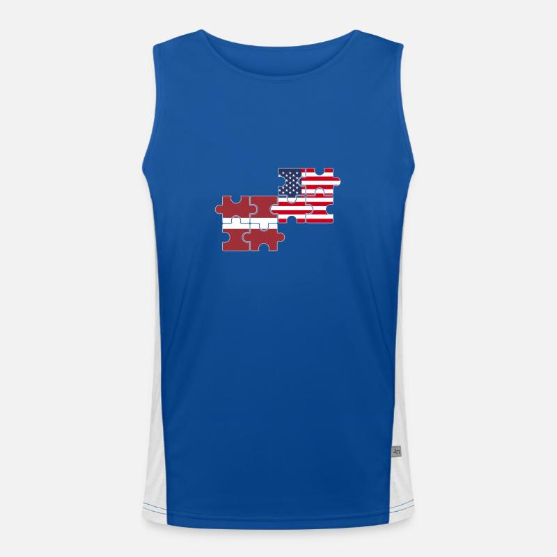 Lettonie États-Unis Drapeau Américain Letton Débardeur respirant contrasté Homme 