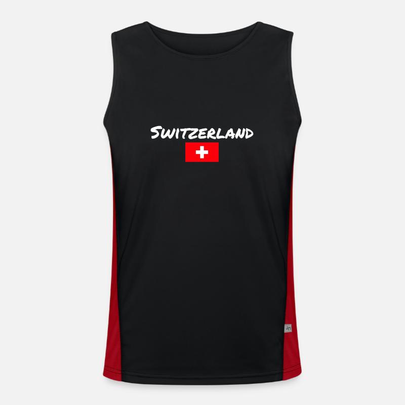 Suisse Suisse Drapeau suisse Débardeur respirant contrasté Homme 