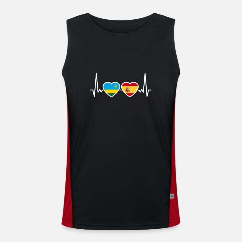 Ruanda Spanien Herzschlag Flagge Spanier Ruandese Funktionelles Kontrast-Tank Top für Männer 