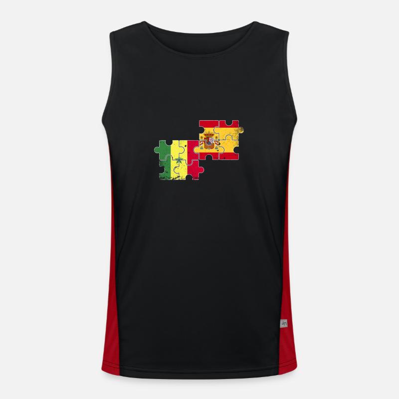 Senegal Spanien Vintage Flagge Spanier Senegalese Funktionelles Kontrast-Tank Top für Männer 