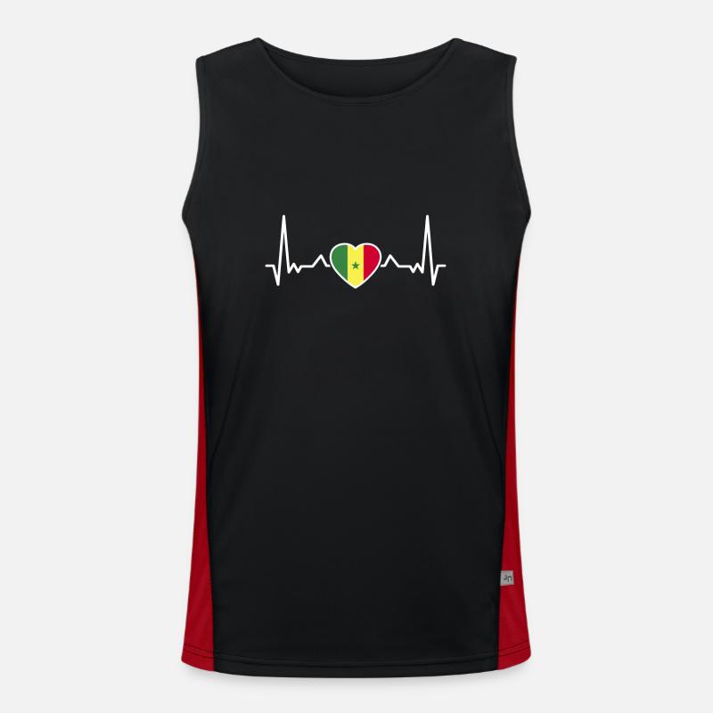 Battement de cœur du Sénégal Drapeau du Sénégal Débardeur respirant contrasté Homme 