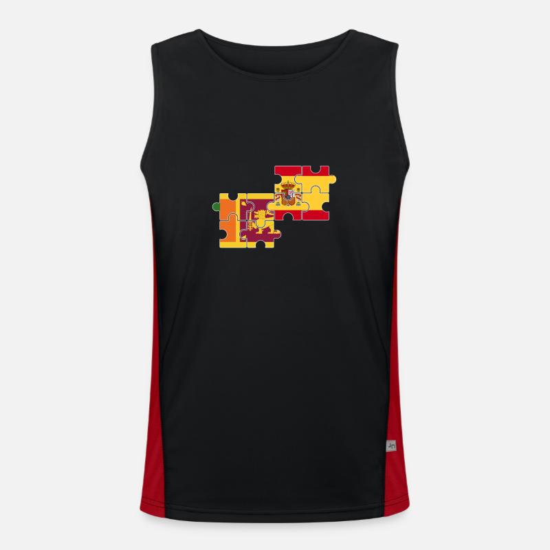 Sri Lanka Spanien Flagge Spanier Sri Lanker Funktionelles Kontrast-Tank Top für Männer 