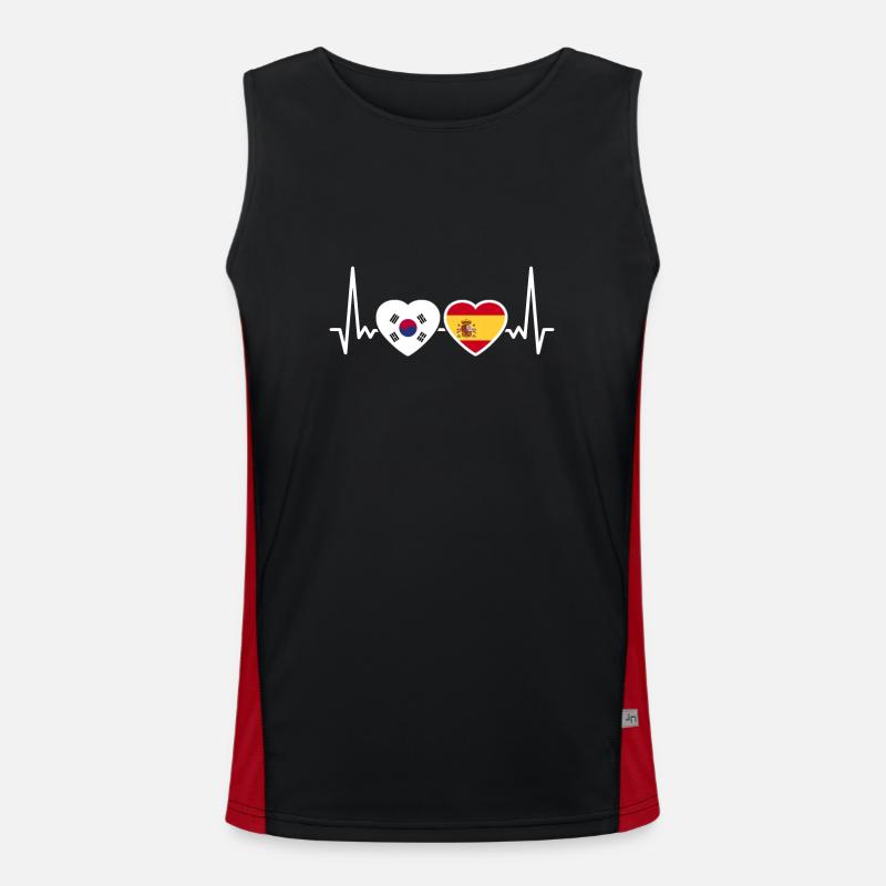 Corée du Sud Espagne Heartbeat Flag Corée du Sud Débardeur respirant contrasté Homme 