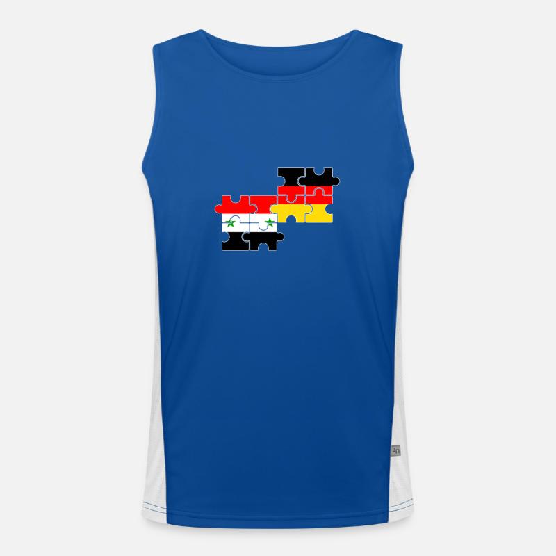 Syria Germany Flag German Syrian Men's Functional Contrast Tank Top 