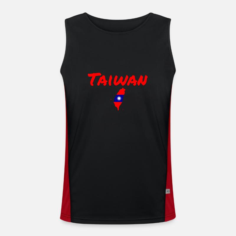 Taiwan Map Taiwanese Flag Taiwanese Men's Functional Contrast Tank Top 
