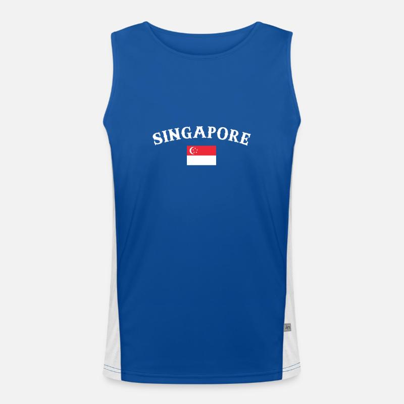Singapour Singapour Drapeau Singapourien Débardeur respirant contrasté Homme 