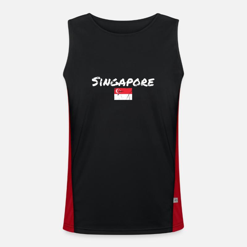 Singapour Vintage Singapour Drapeau Singapourien Débardeur respirant contrasté Homme 