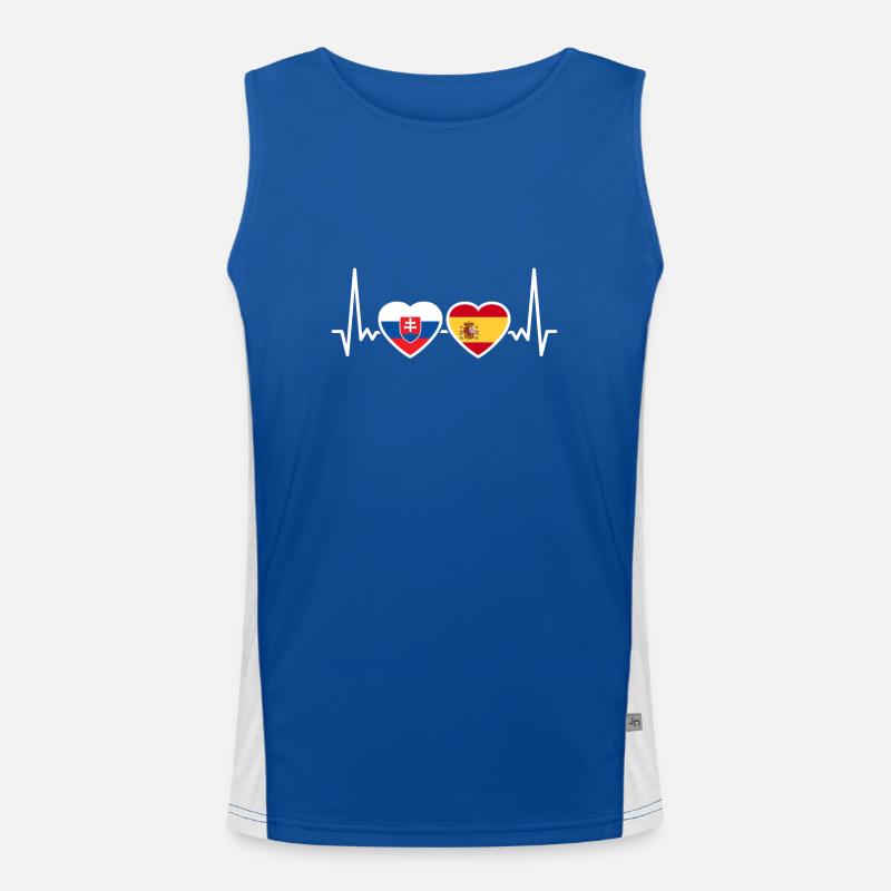 Slowakei Spanien Herzschlag Flagge Spanier Slowake Funktionelles Kontrast-Tank Top für Männer 