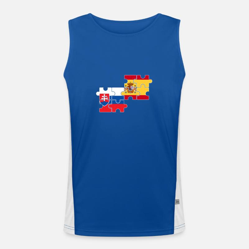 Slowakei Spanien Flagge Spanier Slowake Funktionelles Kontrast-Tank Top für Männer 