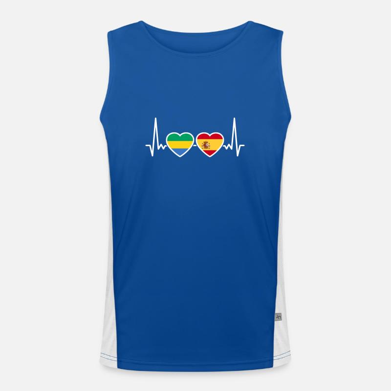 Gabun Spanien Herzschlag Flagge Spanisch Gabuner Funktionelles Kontrast-Tank Top für Männer 