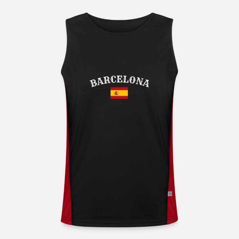 Barcelone, Espagne, Drapeau espagnol, Espagnols Débardeur respirant contrasté Homme 