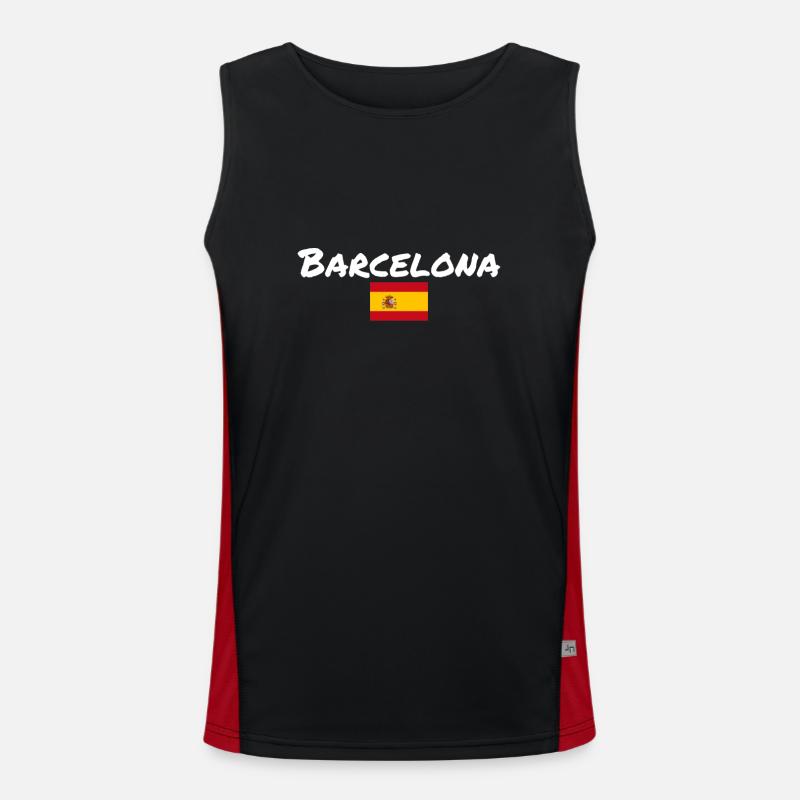 Barcelone, Espagne, Drapeau espagnol, Espagnols Débardeur respirant contrasté Homme 