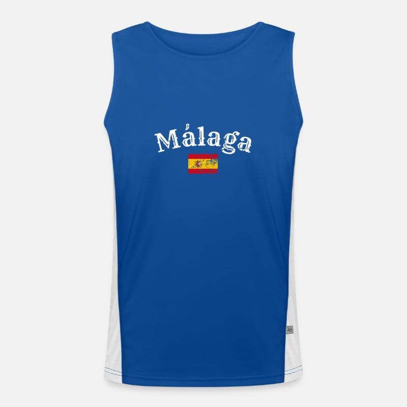Malaga Vintage Spanien Spanische Flagge Spanier Funktionelles Kontrast-Tank Top für Männer 
