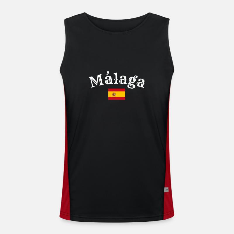 Malaga Spanien Spanische Flagge Spanier Funktionelles Kontrast-Tank Top für Männer 