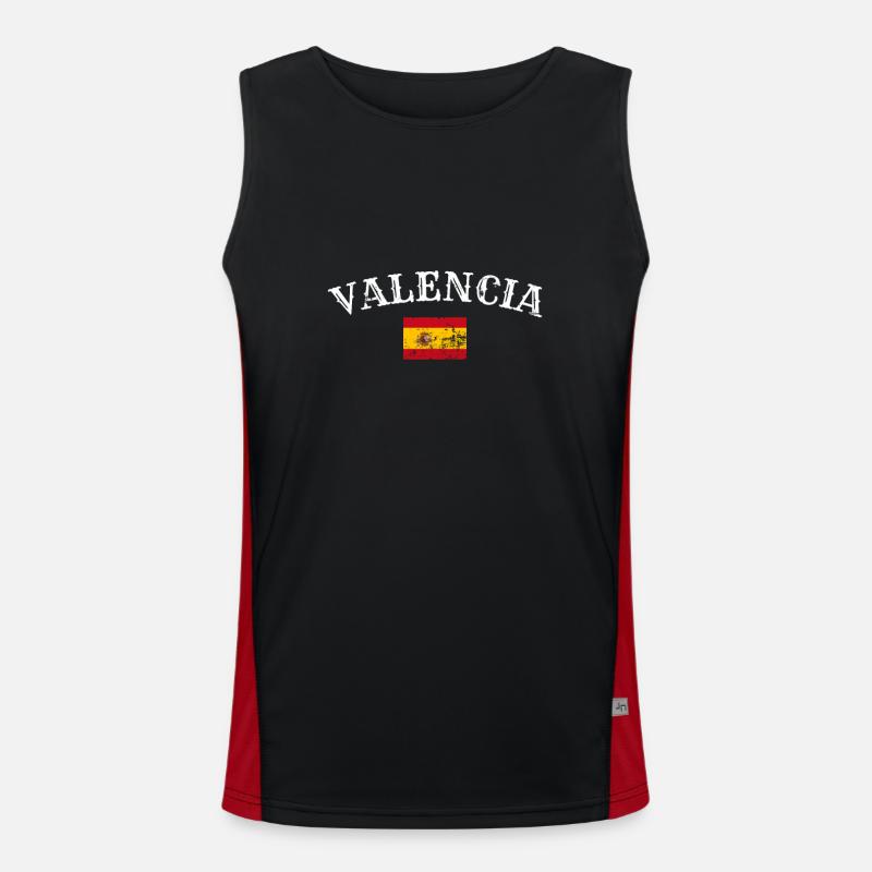 Valencia Vintage Spanien Spanische Flagge Spanier Funktionelles Kontrast-Tank Top für Männer 