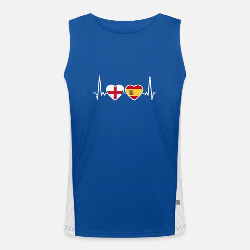 Angleterre Espagne Vintage Heartbeat drapeau Débardeur respirant contrasté Homme 