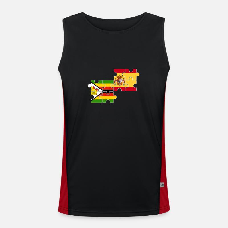 Simbabwe Spanien Flagge Spanier Simbabwer Funktionelles Kontrast-Tank Top für Männer 