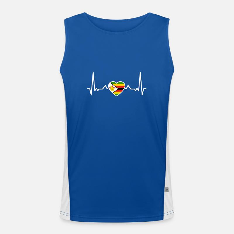 Zimbabwe Heartbeat Drapeau zimbabwéen Zimbabwéen Débardeur respirant contrasté Homme 