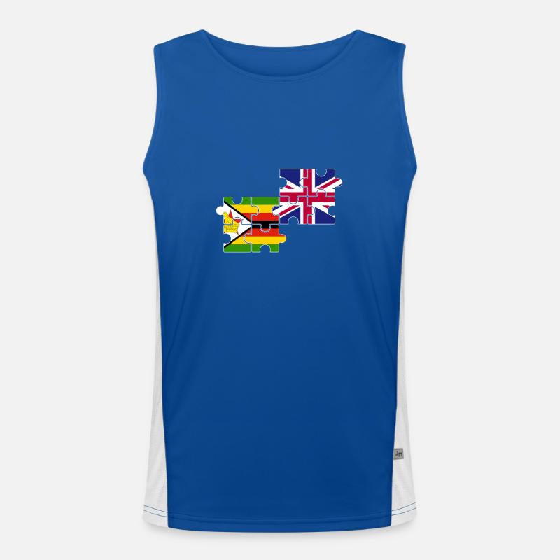 Zimbabwe Royaume-Uni Drapeau britannique Zimbabwéen Débardeur respirant contrasté Homme 