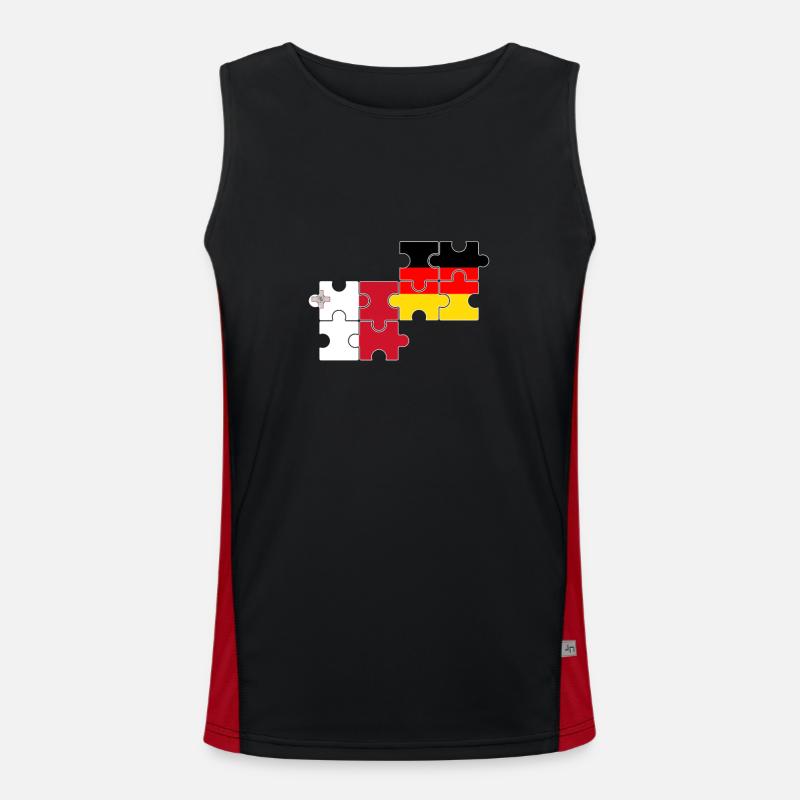 Malta Deutschland Flagge Deutsch Maltesisch Funktionelles Kontrast-Tank Top für Männer 