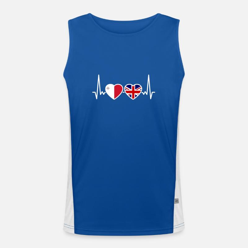 Malta UK Heartbeat Flag British Maltese Men's Functional Contrast Tank Top 