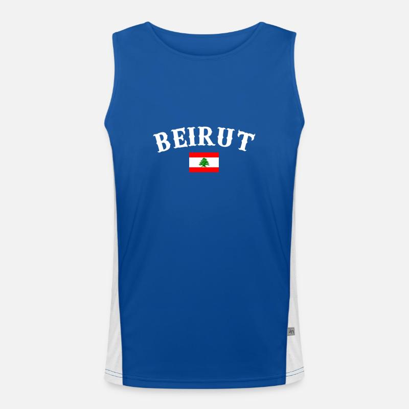 Beirut Libanon Libanesische Flagge Libanese Funktionelles Kontrast-Tank Top für Männer 