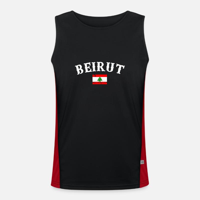 Beyrouth Liban Vintage drapeau libanais Débardeur respirant contrasté Homme 