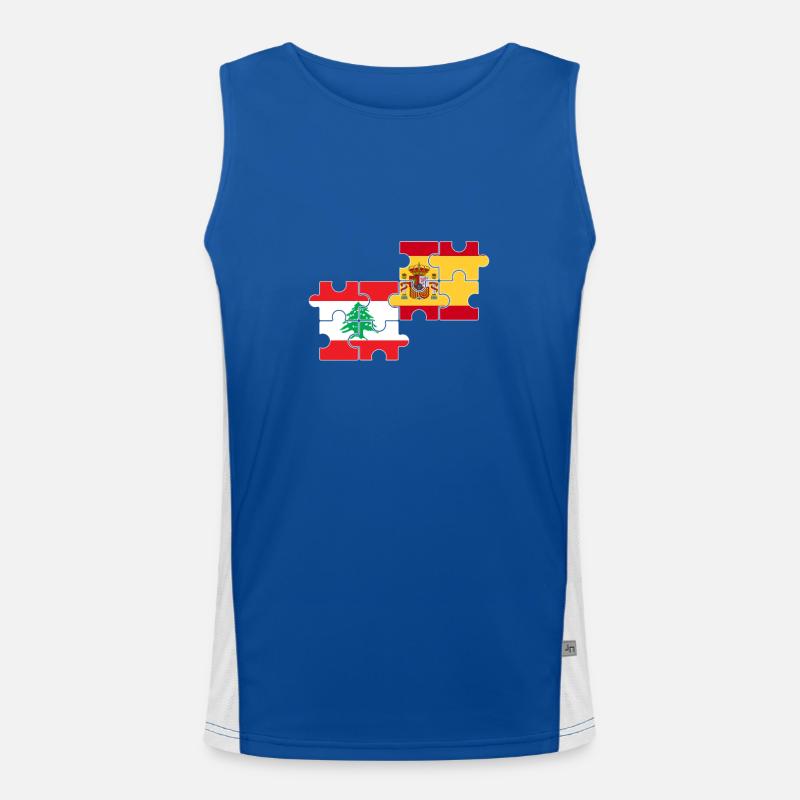 Libanon Spanien Flagge Spanisch Libanese Funktionelles Kontrast-Tank Top für Männer 