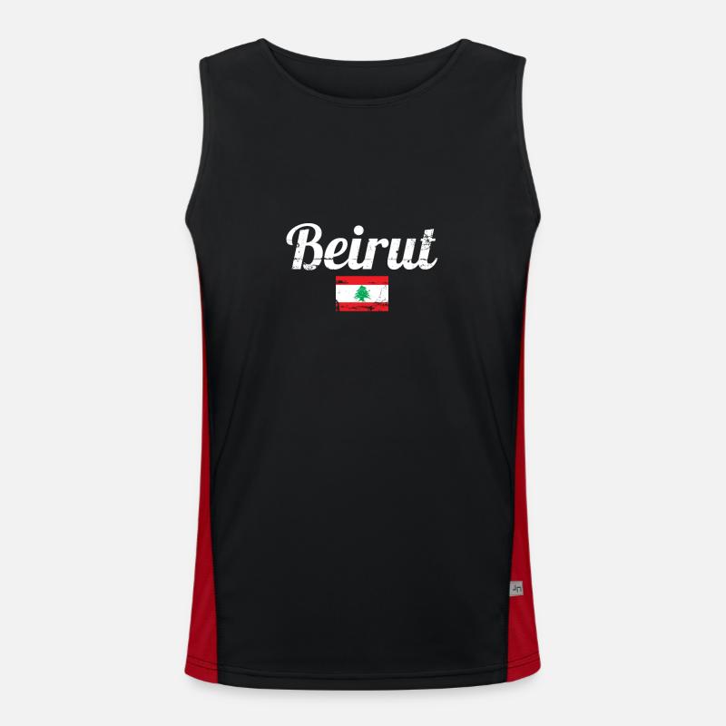 Beyrouth Liban Vintage Drapeau Libanais Libanais Débardeur respirant contrasté Homme 