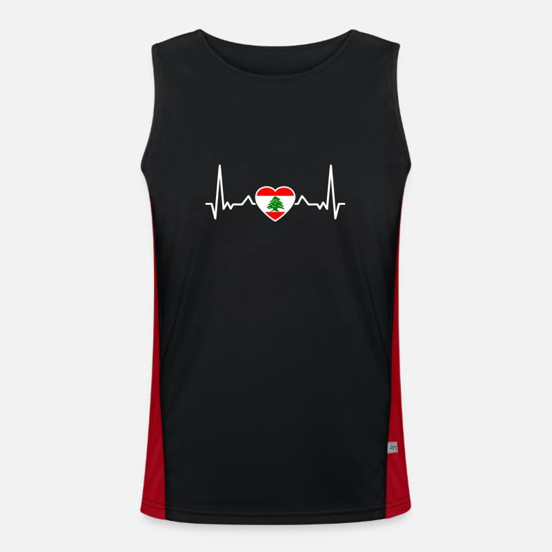 Liban Heartbeat Drapeau Libanais Libanais Débardeur respirant contrasté Homme 