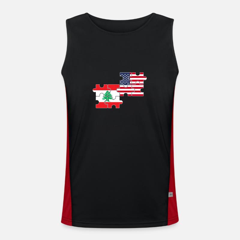 Liban États-Unis Drapeau Américain Libanais Débardeur respirant contrasté Homme 