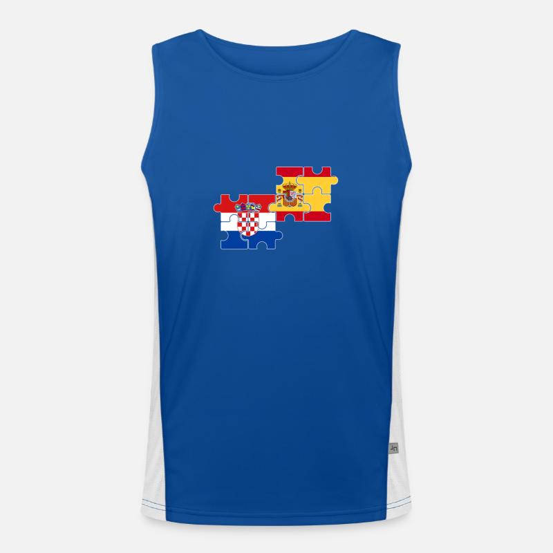 Kroatien Spanien Flagge Spanisch Kroate Funktionelles Kontrast-Tank Top für Männer 