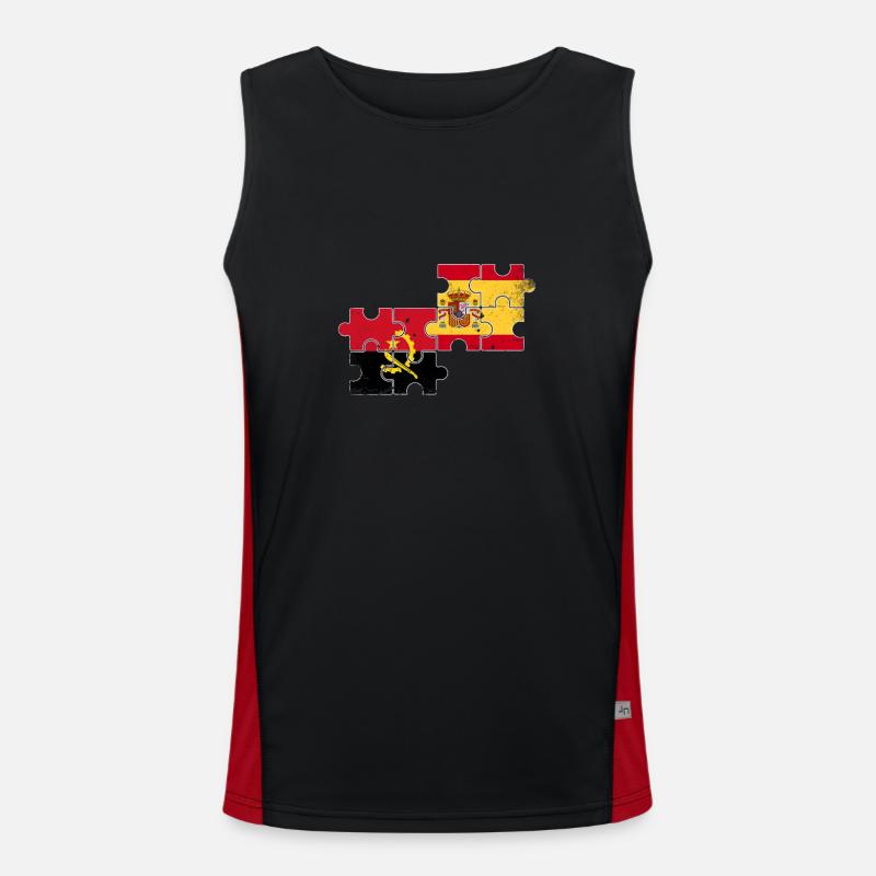 Angola Spanien Vintage Flagge Spanisch Angolaner Funktionelles Kontrast-Tank Top für Männer 