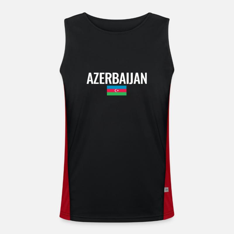 Azerbaijan Aserbaidschan Aserbaidschanische Flagge Funktionelles Kontrast-Tank Top für Männer 