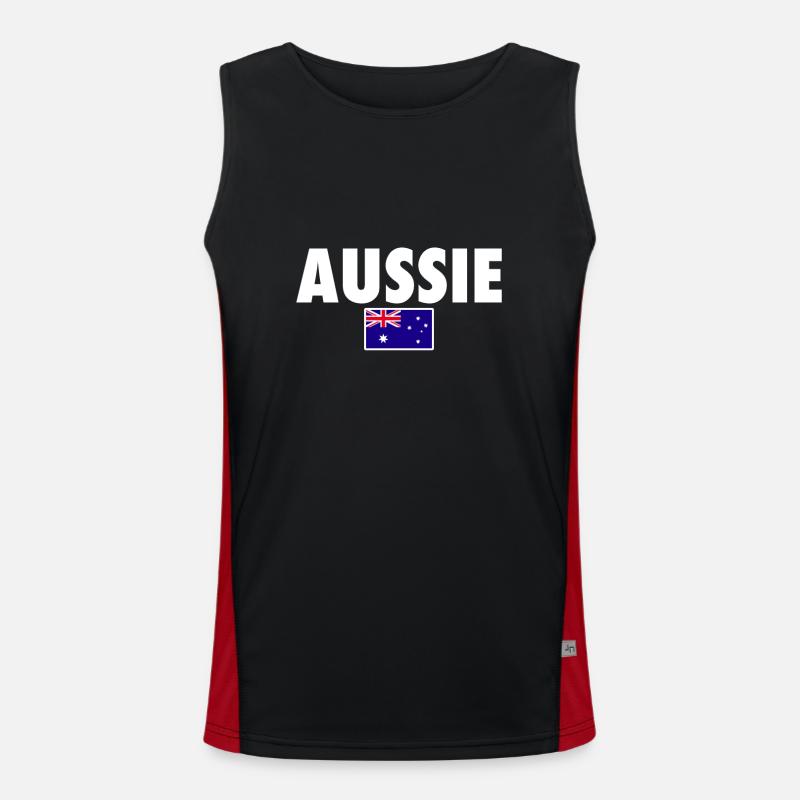 Aussie Australie Drapeau australien Australien Débardeur respirant contrasté Homme 