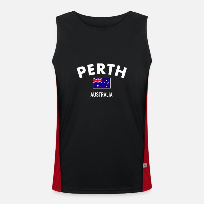 Perth Australia Australien Australische Flagge Funktionelles Kontrast-Tank Top für Männer 
