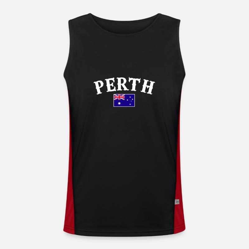Perth Australia Australien Australische Flagge Funktionelles Kontrast-Tank Top für Männer 