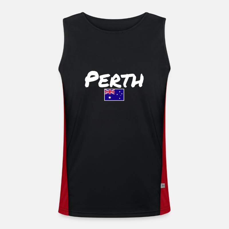 Perth Australia Australien Australische Flagge Funktionelles Kontrast-Tank Top für Männer 