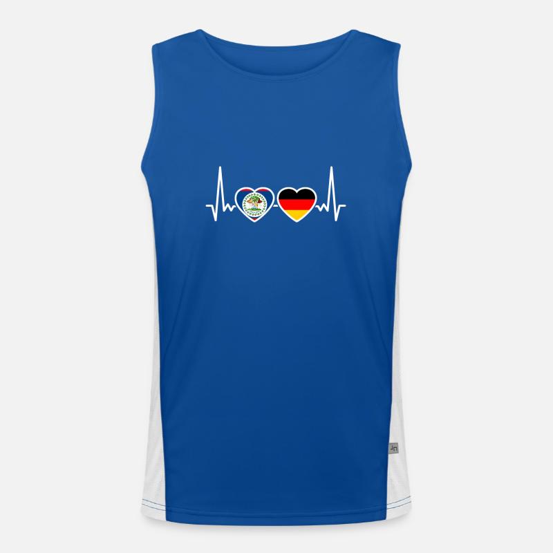 Belize Deutschland Herzschlag Flagge Belizer Funktionelles Kontrast-Tank Top für Männer 