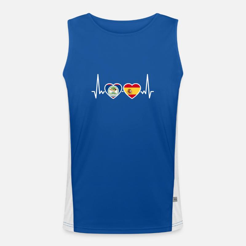 Belize Spanien Herzschlag Flagge Belizer Funktionelles Kontrast-Tank Top für Männer 