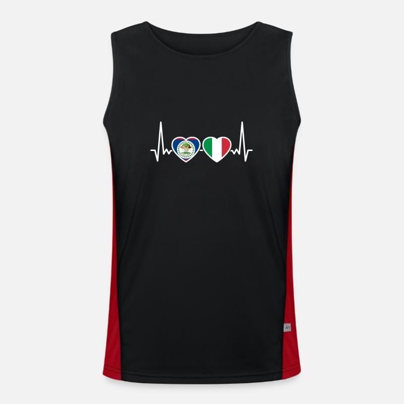 Belize Italie Heartbeat Drapeau Belizer Débardeur respirant contrasté Homme 